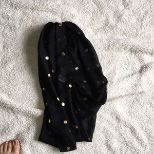 Black scarf with polka dots